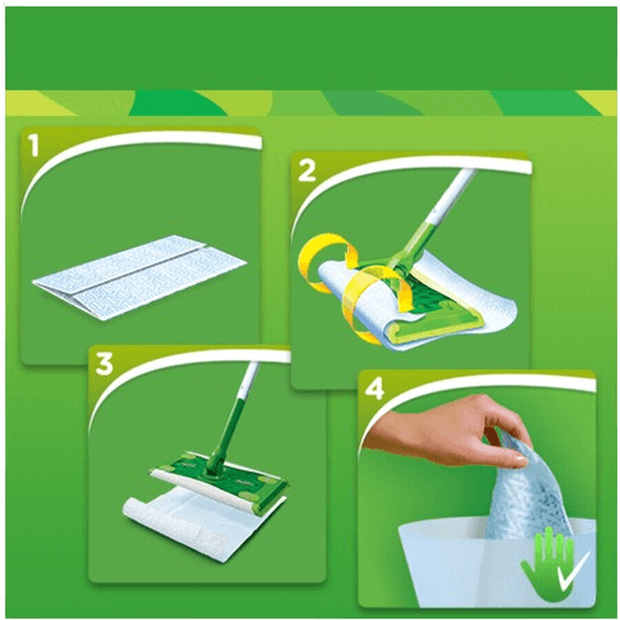 Swiffer Starter Set mit 1 Griff, 8 Trockentüchern und 3 Reinigungstüchern