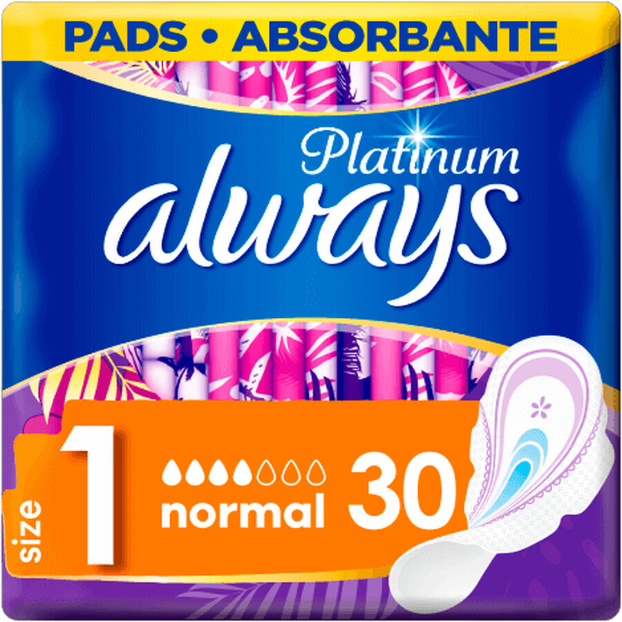 Always Platinum normal (size 1) Sanitary Napkins with wings 30 pcs