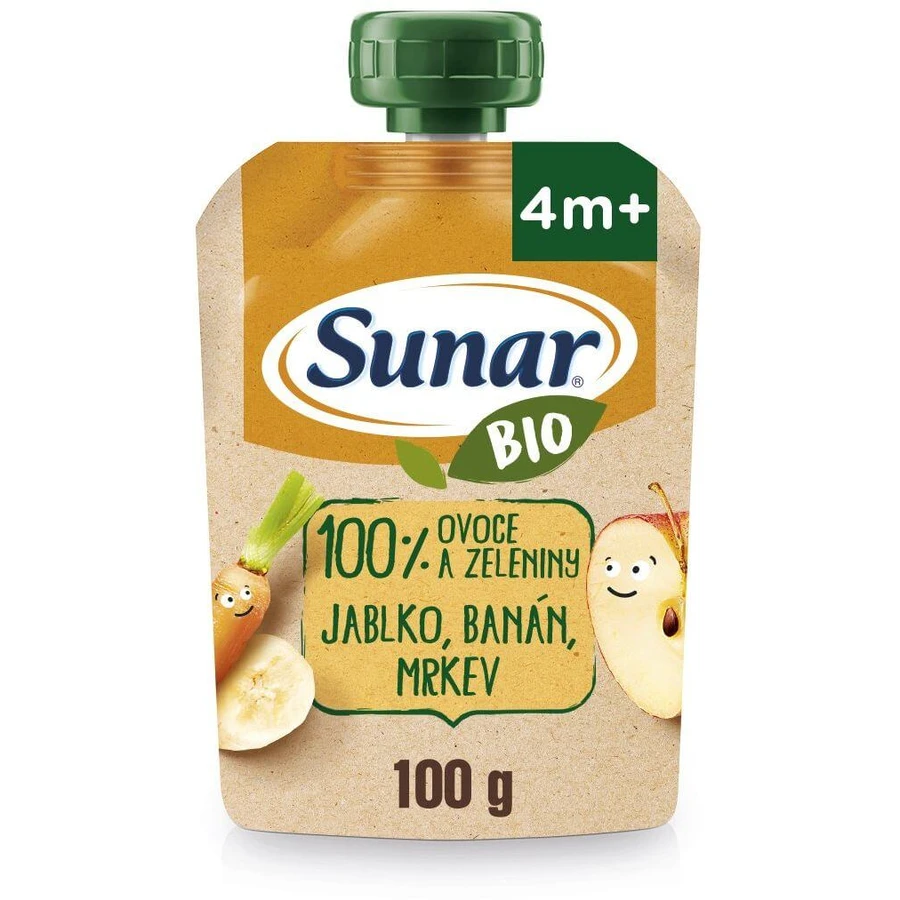 Sunar Bio Fruchtkapseln Apfel, Banane, Karotte 4m+ 100 g