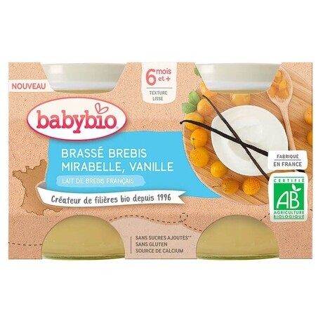 Babybio Brasserie schapenmelk + mirabelle + vanille 2 x 130 g