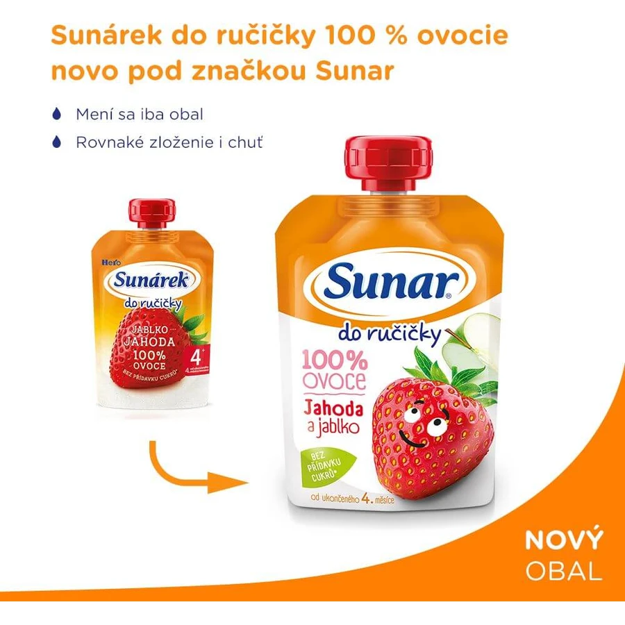 Sunar Do ručičky Strawberry fruit capsule 4m+ 100 g