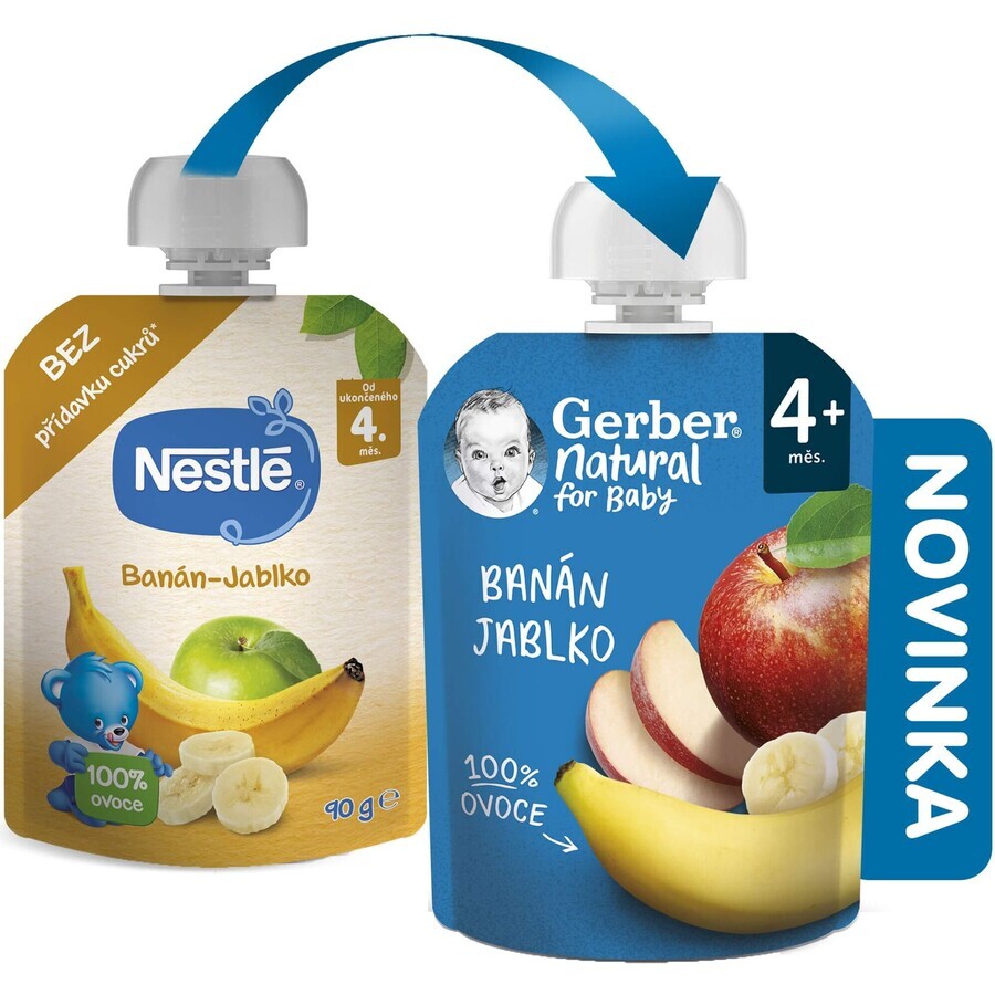 Gerber Natural Banana Mela 4m+ 90 g