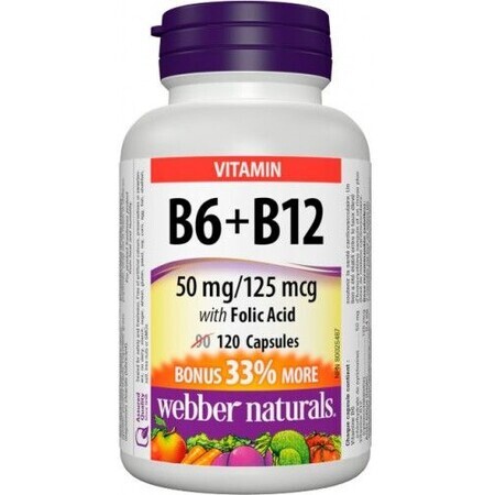 Webber Naturals Vitamin B6+B12+Folsäure 120 Tabletten