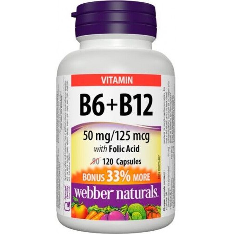 Webber Naturals Vitamin B6+B12+Folsäure 120 Tabletten