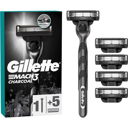 Rasoir pour homme Gillette Mach3 Charcoal + 5 têtes de rasage