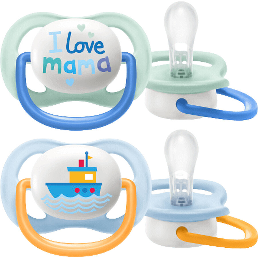 Philips Avent Ultra air Text Sucette 0-6m garçon 2 pcs