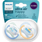 Philips Avent Ultra air Text Sucette 0-6m garçon 2 pcs