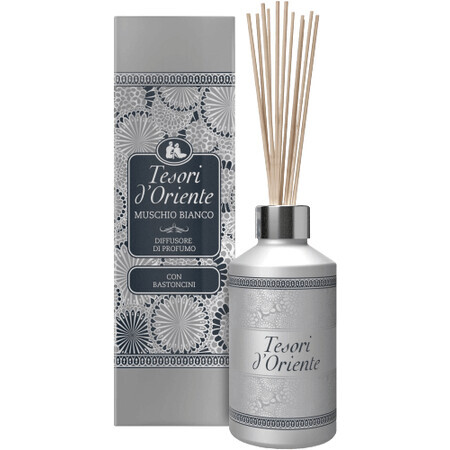 Difuzor de aromă Tesori d'Oriente Muschio Bianco cu bețe din rattan 200 ml