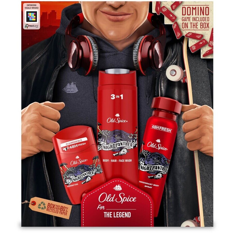 Old Spice City Explorer - cadeauset met vaste deodorant en spray, Night Panther douchegel