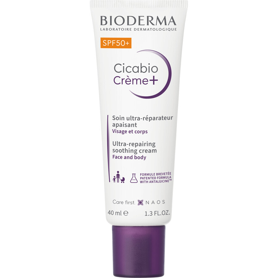 Bioderma Cicabio Cream+ SPF 50+ verzachtende en regenererende crème 40 ml