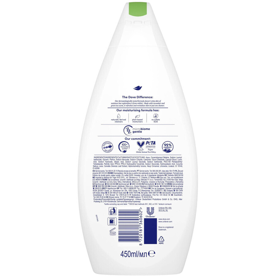 Dove Erfrischendes Gurken-Duschgel 450 ml