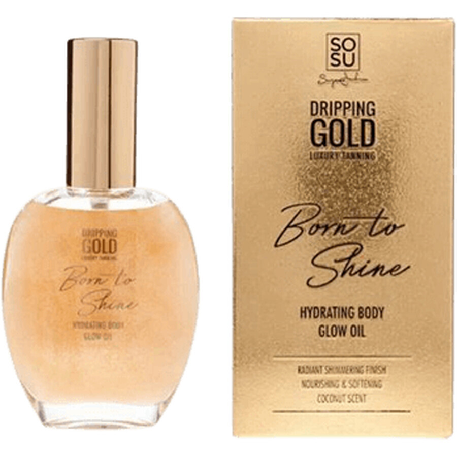 SOSU Cosmetics Olio Idratante per il Corpo Born to Shine con Glitter Golden 50 ml