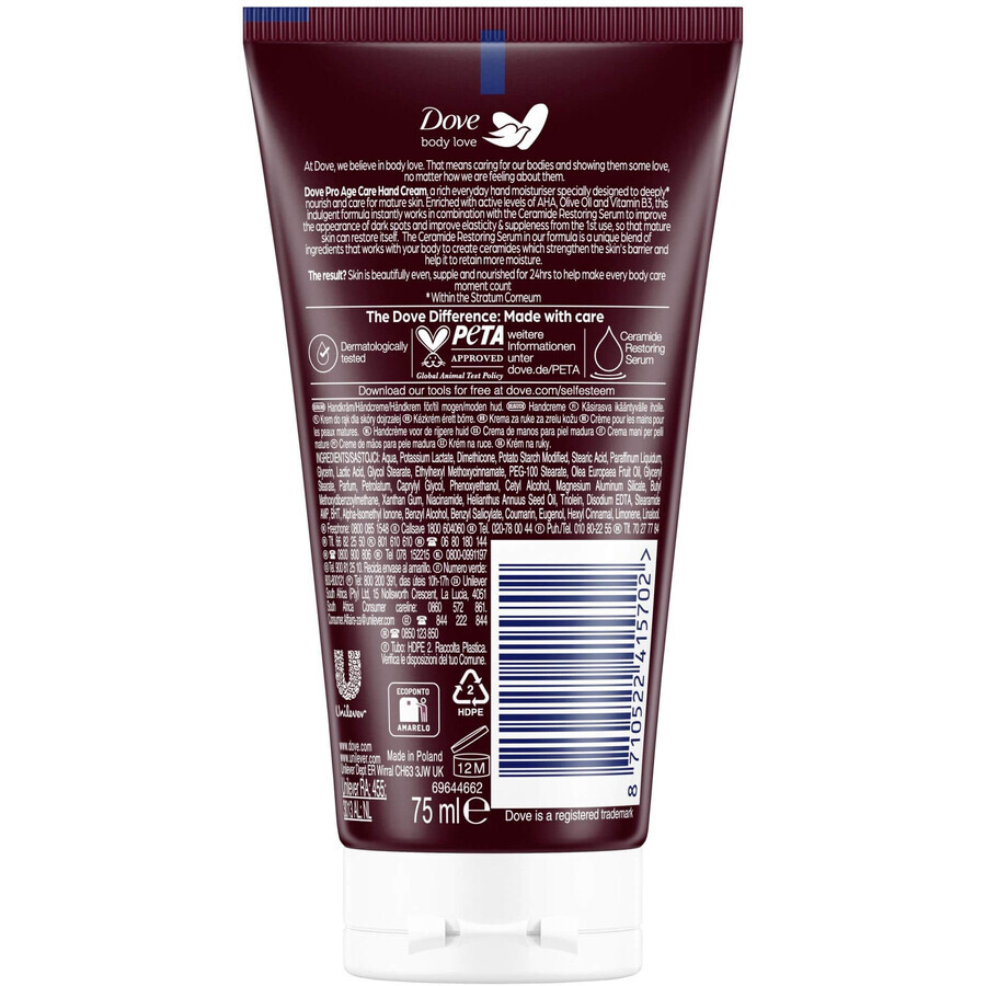 Crema de manos Dove Body Love Pro Age Care 75 ml