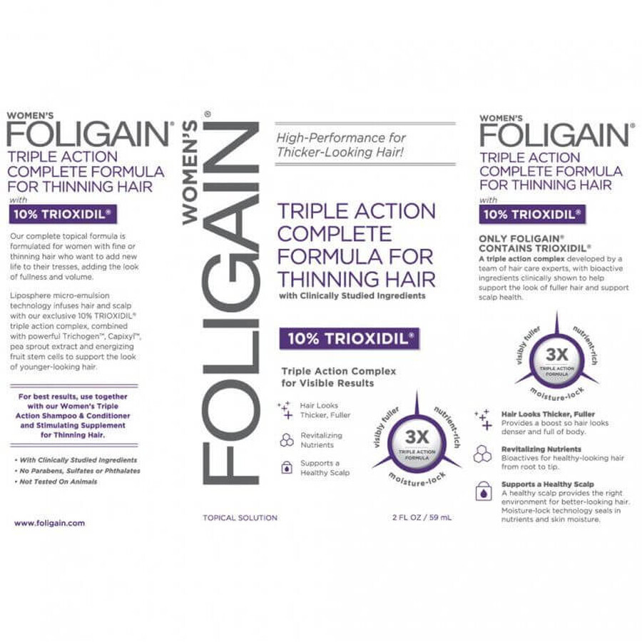 Foligain Triple Action Anti-Trioxynil Haarausfall Serum mit 10% Trioxynil für Frauen 59 ml