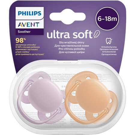 Philips Avent Ultrasoft Premium suzetă neutră 6-18m Fată 2 buc