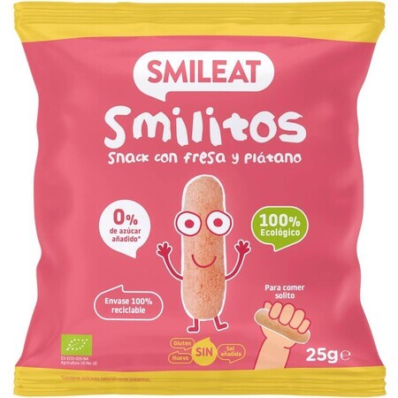 Smileat Bio Mais-Chips Smilitos mit Erdbeer- und Bananengeschmack 25 g