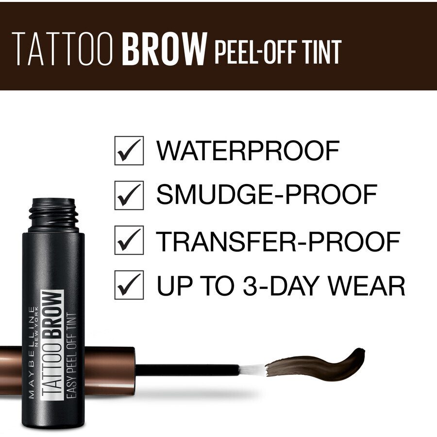 Maybelline New York Brow Tattoo Colore Sopracciglia Semi-Permanente Marrone Scuro 4,6 g