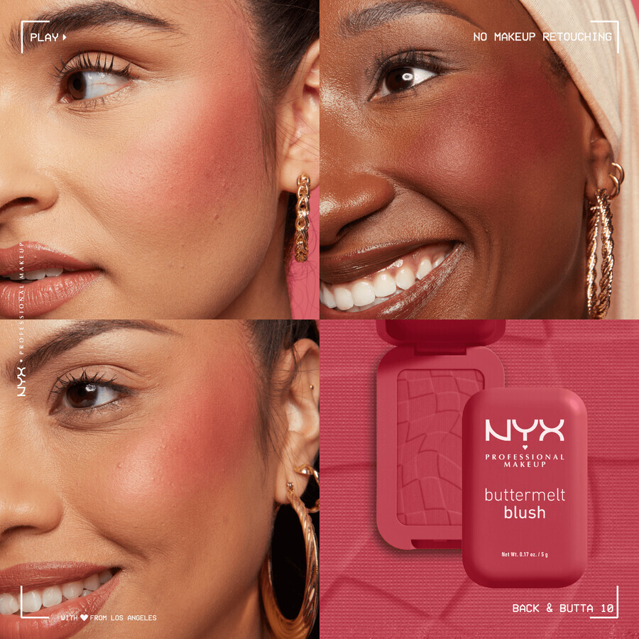 NYX Professionele Make-up Buttermelt Blush 10 Terug en Butta Poeder Blush