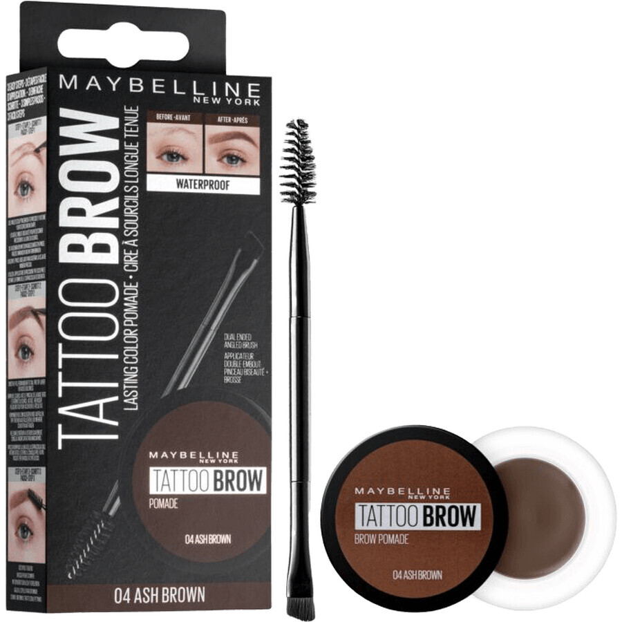 Maybelline New York Tatoo Brow Gel Pomata per sopracciglia 04 Ash Brown 4 g