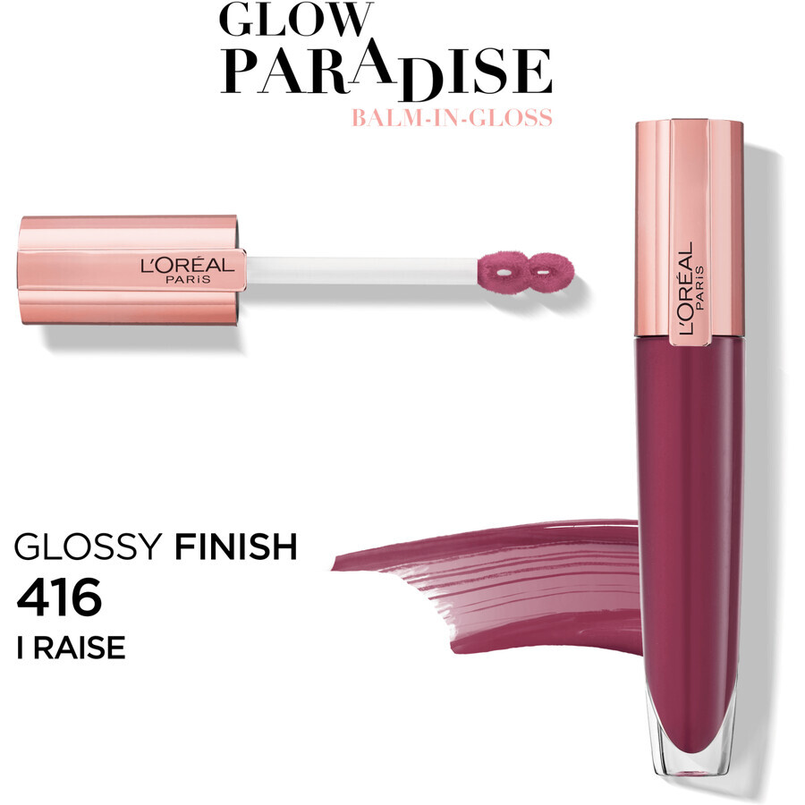 L'Oréal Paris Brillant Signature Glow Paradise Lip Gloss 416 Raise, 7 ml