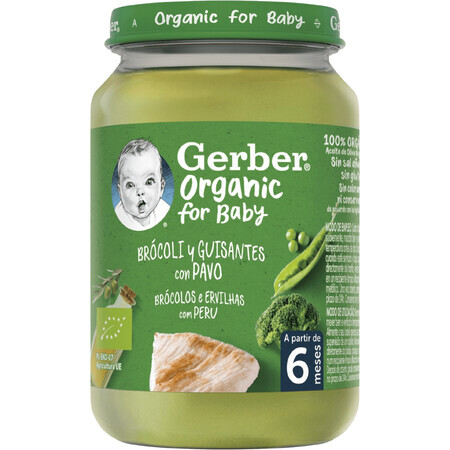 Gerber biologische broccoli met doperwten en kalkoen 190 g