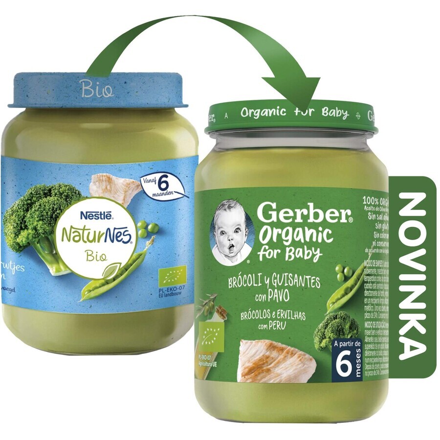 Gerber biologische broccoli met doperwten en kalkoen 190 g