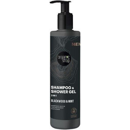 Organic Shop Blackwood and Mint 2 in 1 Shower Gel and Shampoo 280 ml