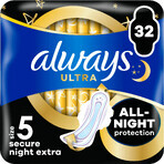 Always Ultra Secure Night Extra Damenbinden (Größe 5) mit Flügeln 32 Stück