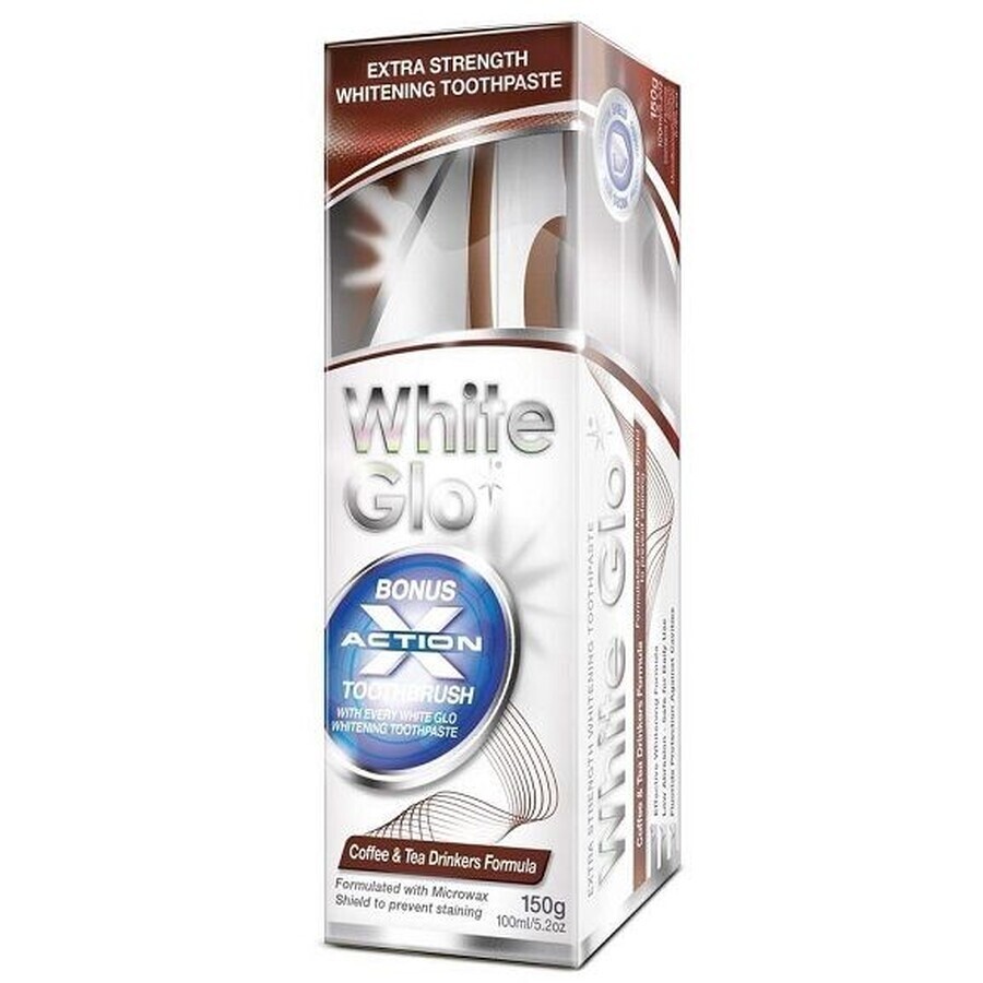 White Glo Kaffee- und Teetrinker + kostenlose Zahnbürste und Interdentalbürste 150 g