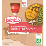 Babybio doypack kiwi, mangue, lait de coco 4 x 90 g