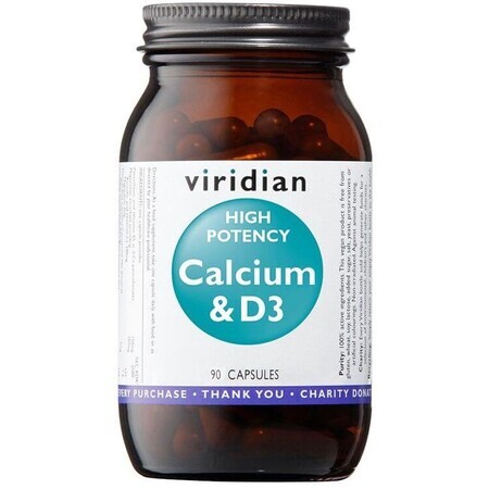 Viridian High Potency Calcium & D3 (Calcium mit Vitamin D3) 90 Kapseln