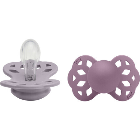 BIBS Infinity Symmetric Silicone Soothers, size 1, Fossil Grey / Mauve 2 pcs