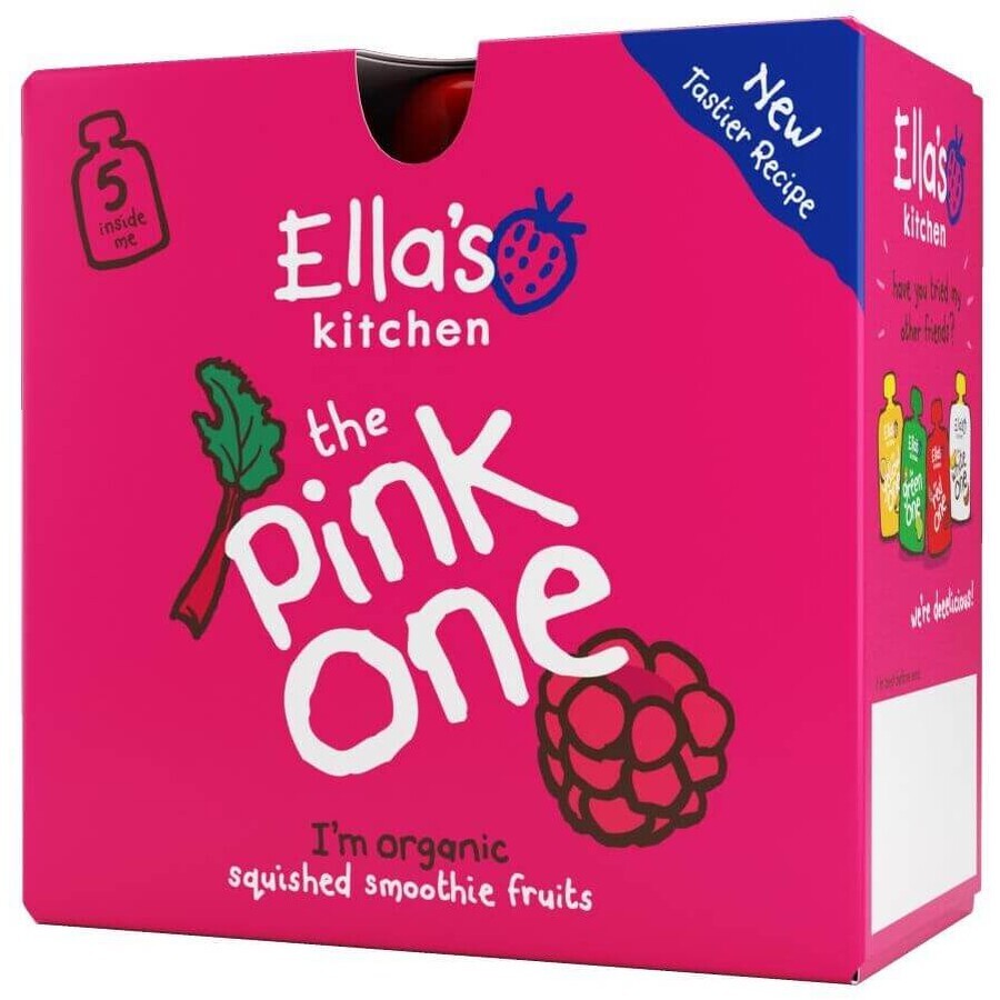 Ella's Kitchen BIO Pink Enkelvoudige fruit smoothie met drakenvruchten 5 x 90 g