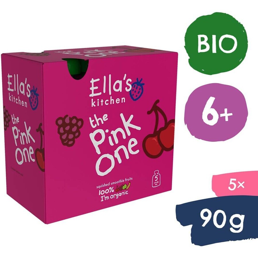 Ella's Kitchen BIO Pink Enkelvoudige fruit smoothie met drakenvruchten 5 x 90 g