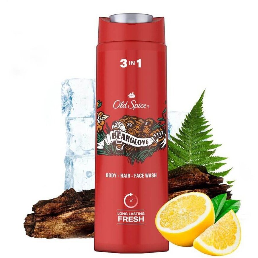 Old Spice Bearglove Gel douche et shampooing pour hommes 400 ml