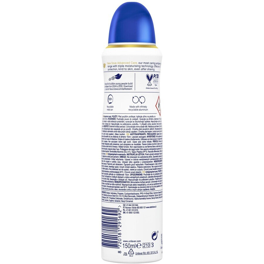 Dove Advanced care spray antitraspirante originale 150 ml