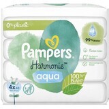 Pampers Harmonie Aqua Plastic Vrije Natte Doekjes 4 x 48 stuks