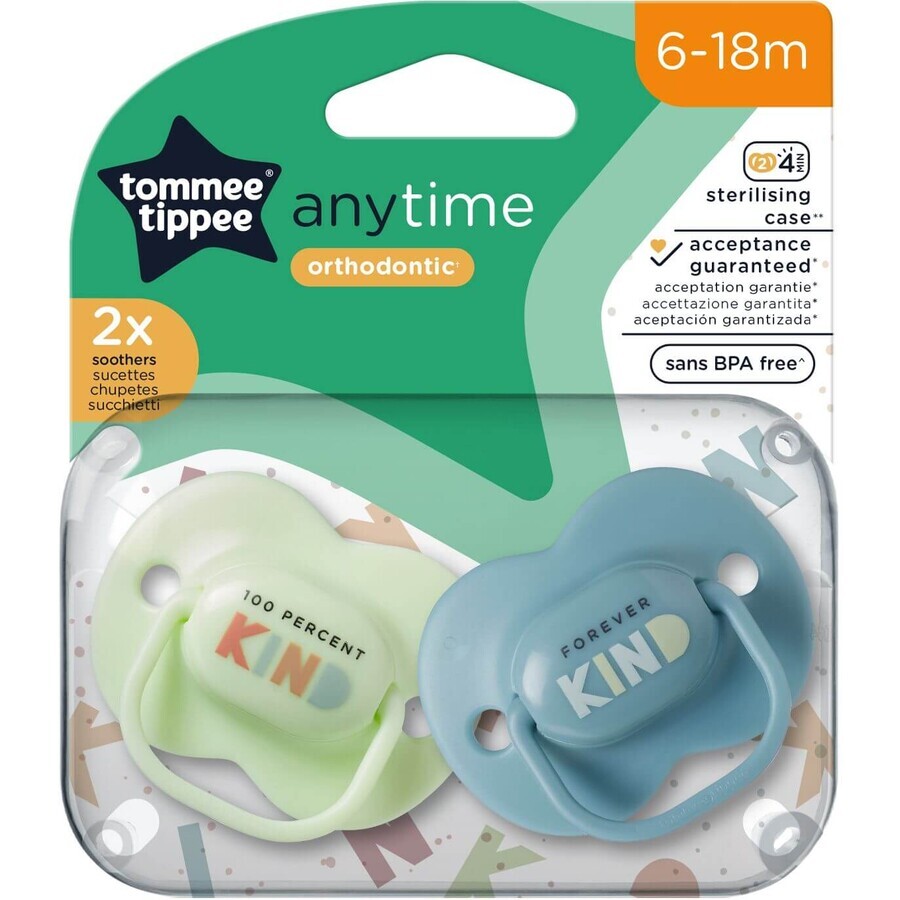 Tommee Tippee CTN AnyTime succhietto in silicone, 6-18m, più colori 2 pz.