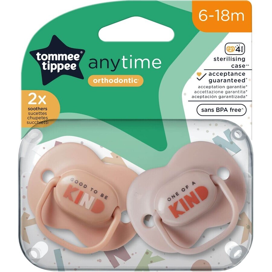 Tommee Tippee CTN AnyTime succhietto in silicone, 6-18m, più colori 2 pz.