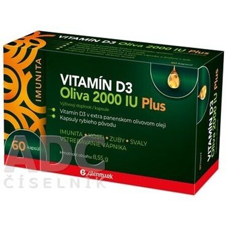 Glenmark VITAMIN D3 Olive 2000 IU Plus 60 Kapseln