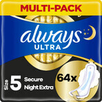 Compresas higiénicas Always Ultra Secure Night Extra con alas 64 unidades