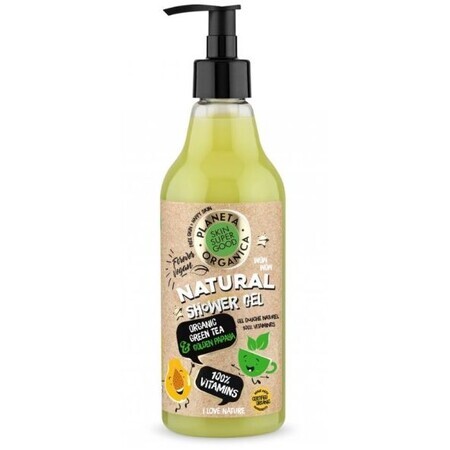 Natura Siberica Planeta Organica Gel de duș "100% vitamine" - ceai verde organic și papaya de aur 500 ml