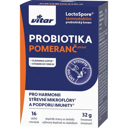 Vitar Probiotique + fibres + vit.C, D 16 sachets