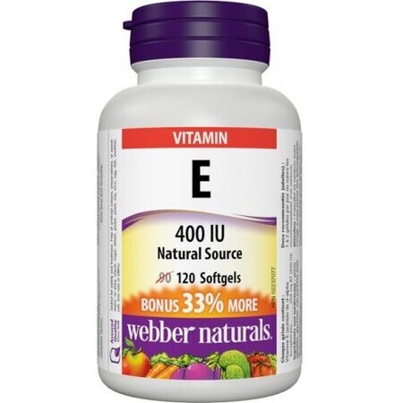 Webber Naturals Vitamin E 400 IU natürliche Quelle BONUS 120 Kapseln