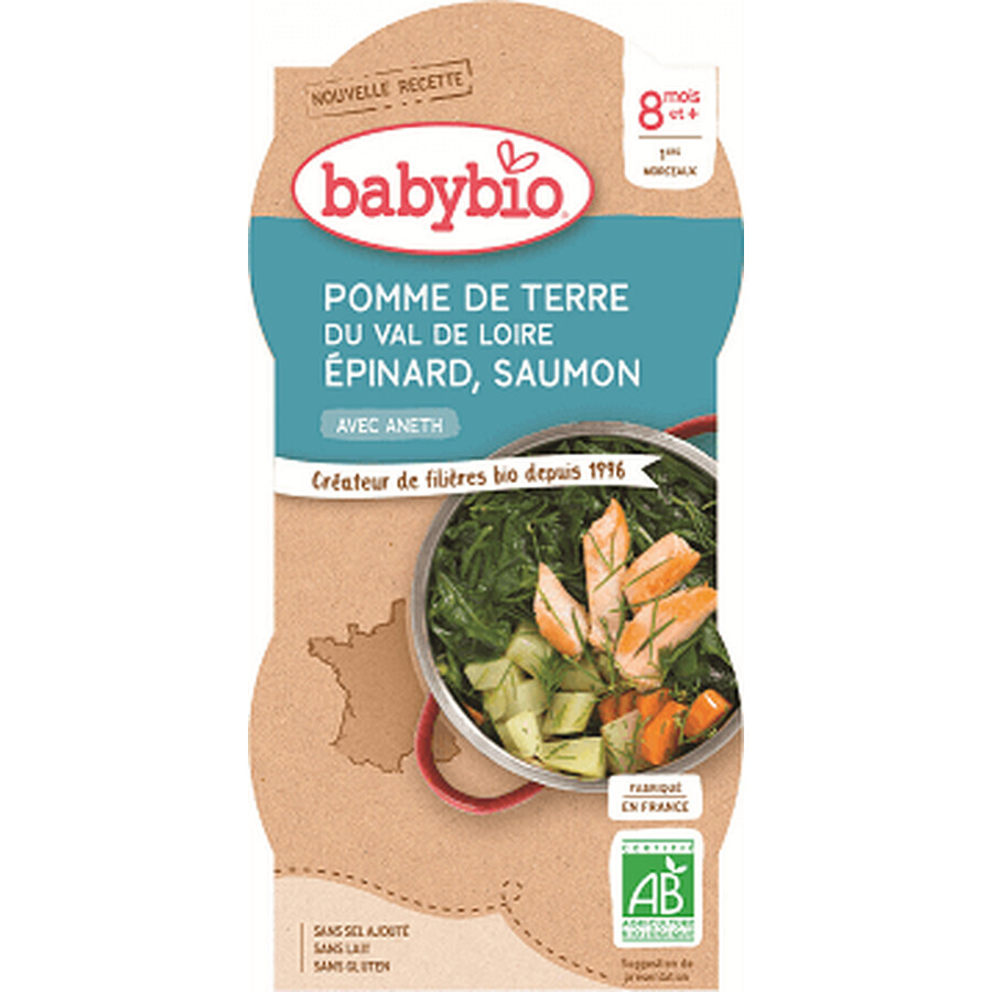 Babybio menu aardappelen en spinazie met zalm en rijst 2 x 200 g