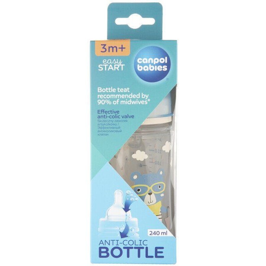 Canpol baby's EasyStart zuigfles BONJOUR PARIS BONJOUR PARIS blauw 240 ml