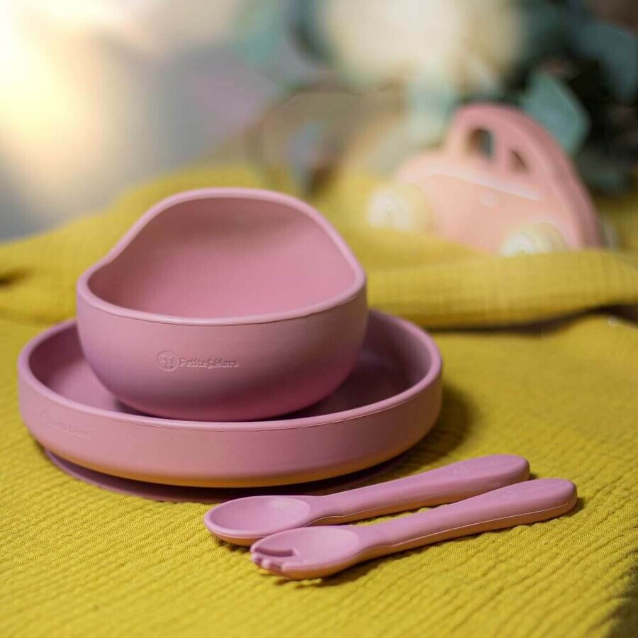 Petite&Mars Silicone saucer with suction cup TAKE&MATCH Dusty Rose 6m+ 400 ml