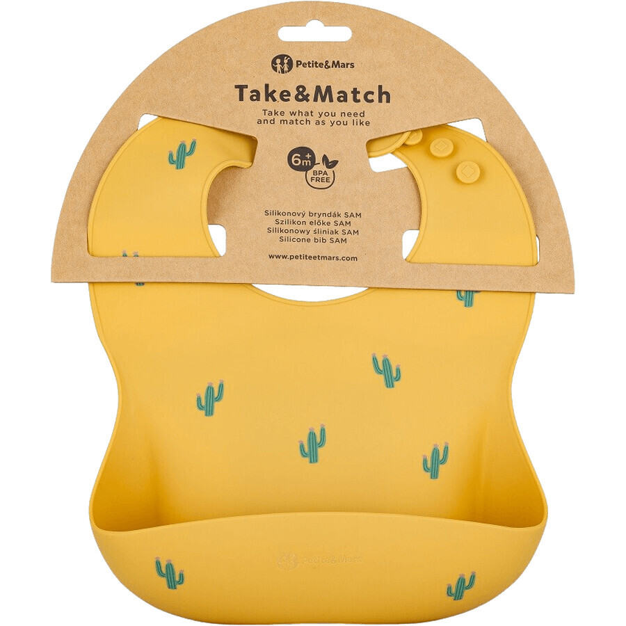 Petite&Mars Silicone bib Take&Match Ochre Cacti Ochre 6m+