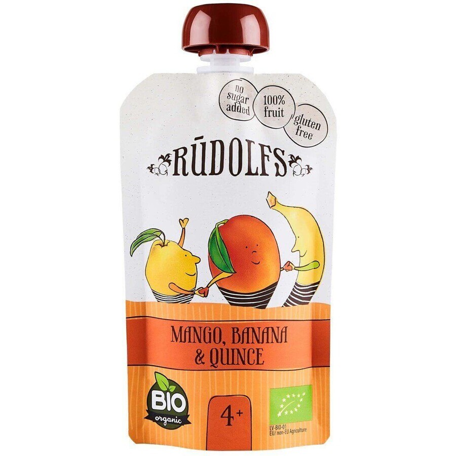 Rudolfs BIO Fruit fără gluten Mango, banane și gutui 110 g