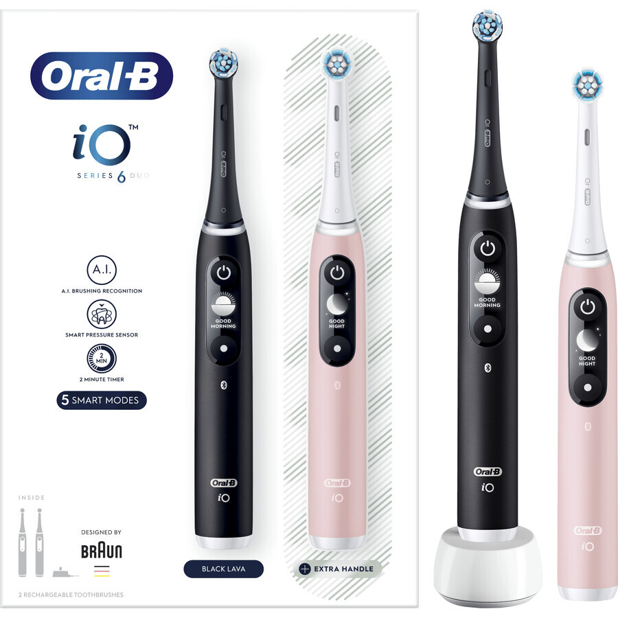 Oral-B EL.ZK Duo iO Series 6 Duo Pack Negro&Rosa + soporte + caja